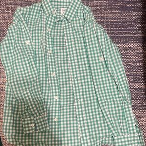 GAP Men’s Green and White Gingham Button-Down Shirt